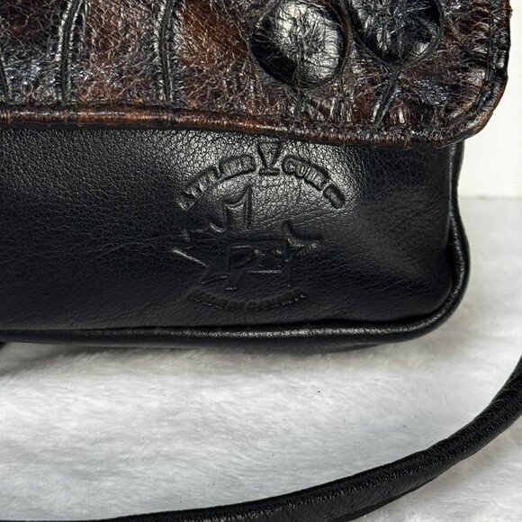 Atelier V Cuir Brown Black Daisy Embossed Leather Shoulder Wallet Clutch Purse W - Picture 3 of 16
